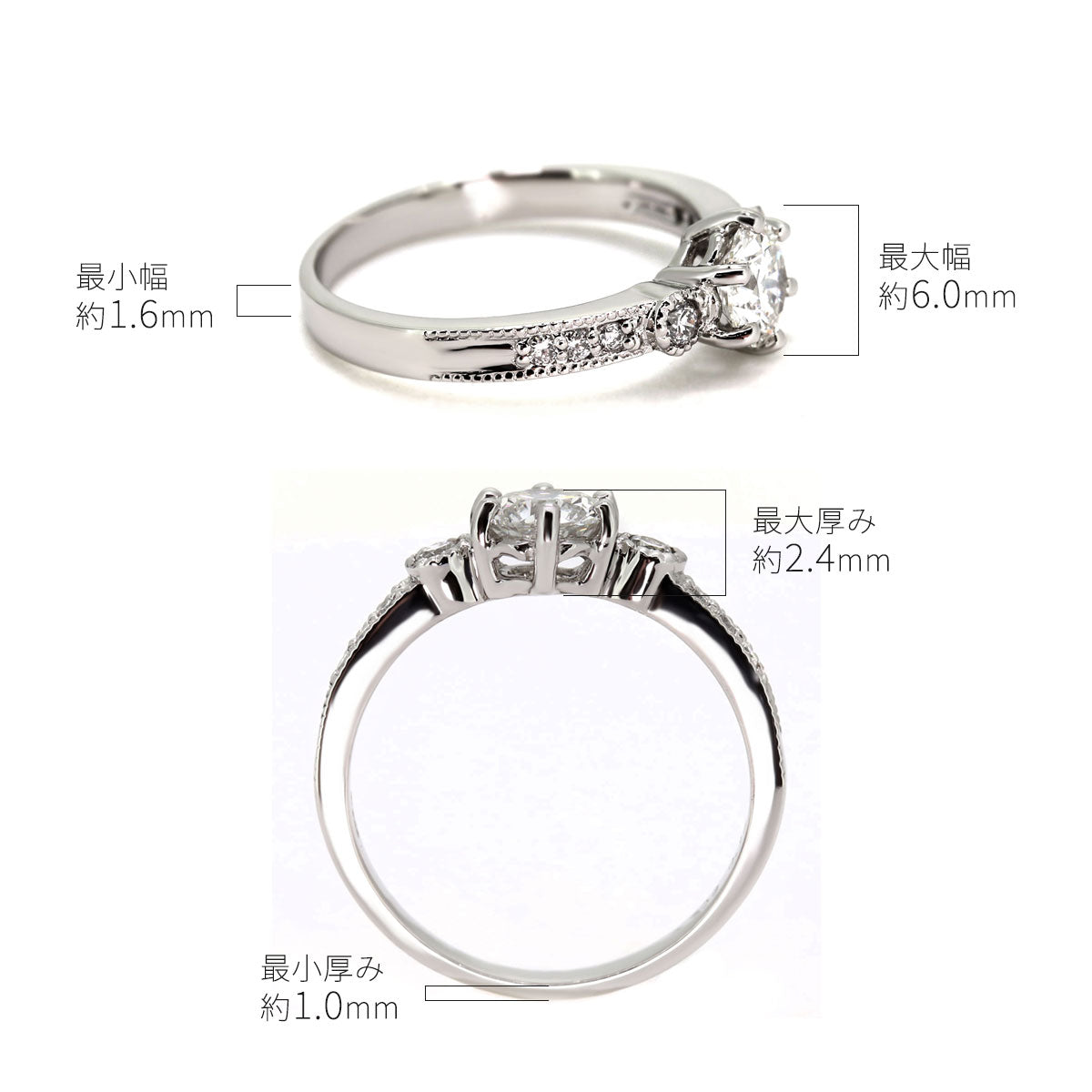中央宝石研究所鑑定書 ダイヤモンド リング 0.5ct K18 Pt900 婚約指輪 サイドストーン 6爪 指輪 ミルグレイ調 結婚 高品質 ブライダルジュエリー (品番 mpr-0140-4-cgl-2)