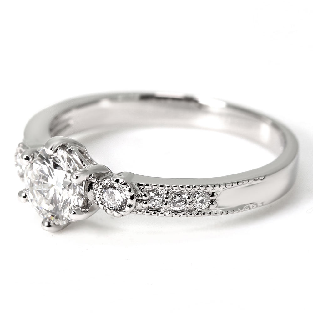 中央宝石研究所鑑定書 ダイヤモンド リング 0.5ct K18 Pt900 婚約指輪 サイドストーン 6爪 指輪 ミルグレイ調 結婚 高品質 ブライダルジュエリー (品番 mpr-0140-4-cgl-2)