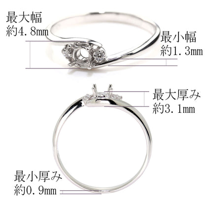 セミオーダー 空枠 リング レディース 婚約指輪 人気 エンゲージ 指輪 3mm リング枠 Pt900 18k 10k sv925 日本製 S字 ウェーブ 一粒 ジュエリー プロポーズ サプライズ (品番 mpr-0205-kw)