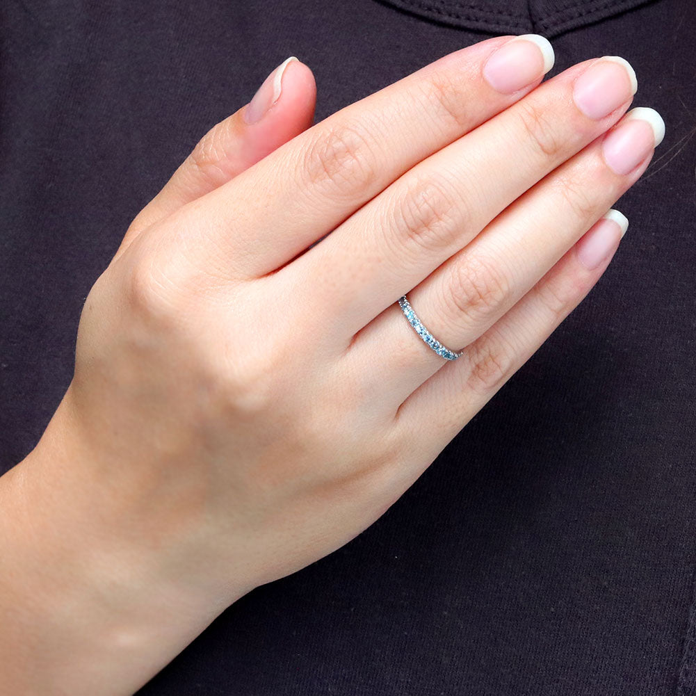 指輪 レディース ブルージルコン ハーフエタニティ 可愛いリング 大人女子 K18 K10 Pt900 エタニティ パーティー バースデー クリスマス プレゼント (品番 mpr-0256-bluezircon)