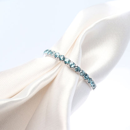 指輪 レディース ブルージルコン ハーフエタニティ 可愛いリング 大人女子 K18 K10 Pt900 エタニティ パーティー バースデー クリスマス プレゼント (品番 mpr-0256-bluezircon)
