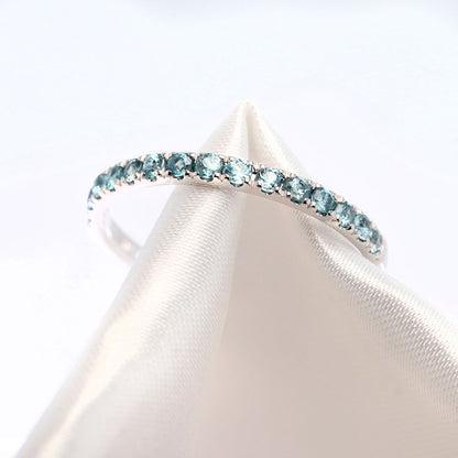 指輪 レディース ブルージルコン ハーフエタニティ 可愛いリング 大人女子 K18 K10 Pt900 エタニティ パーティー バースデー クリスマス プレゼント (品番 mpr-0256-bluezircon)