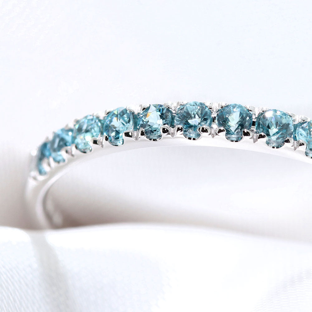 指輪 レディース ブルージルコン ハーフエタニティ 可愛いリング 大人女子 K18 K10 Pt900 エタニティ パーティー バースデー クリスマス プレゼント (品番 mpr-0256-bluezircon)