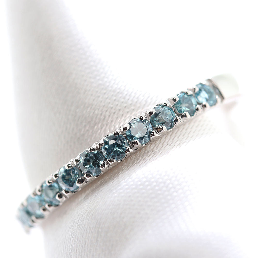 指輪 レディース ブルージルコン ハーフエタニティ 可愛いリング 大人女子 K18 K10 Pt900 エタニティ パーティー バースデー クリスマス プレゼント (品番 mpr-0256-bluezircon)