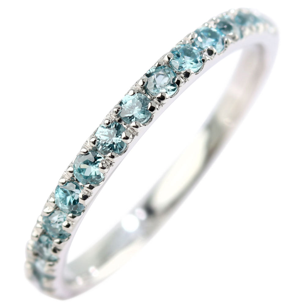 指輪 レディース ブルージルコン ハーフエタニティ 可愛いリング 大人女子 K18 K10 Pt900 エタニティ パーティー バースデー クリスマス プレゼント (品番 mpr-0256-bluezircon)