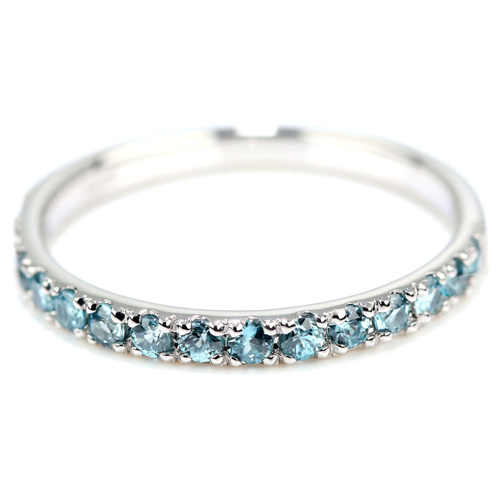 指輪 レディース ブルージルコン ハーフエタニティ 可愛いリング 大人女子 K18 K10 Pt900 エタニティ パーティー バースデー クリスマス プレゼント (品番 mpr-0256-bluezircon)