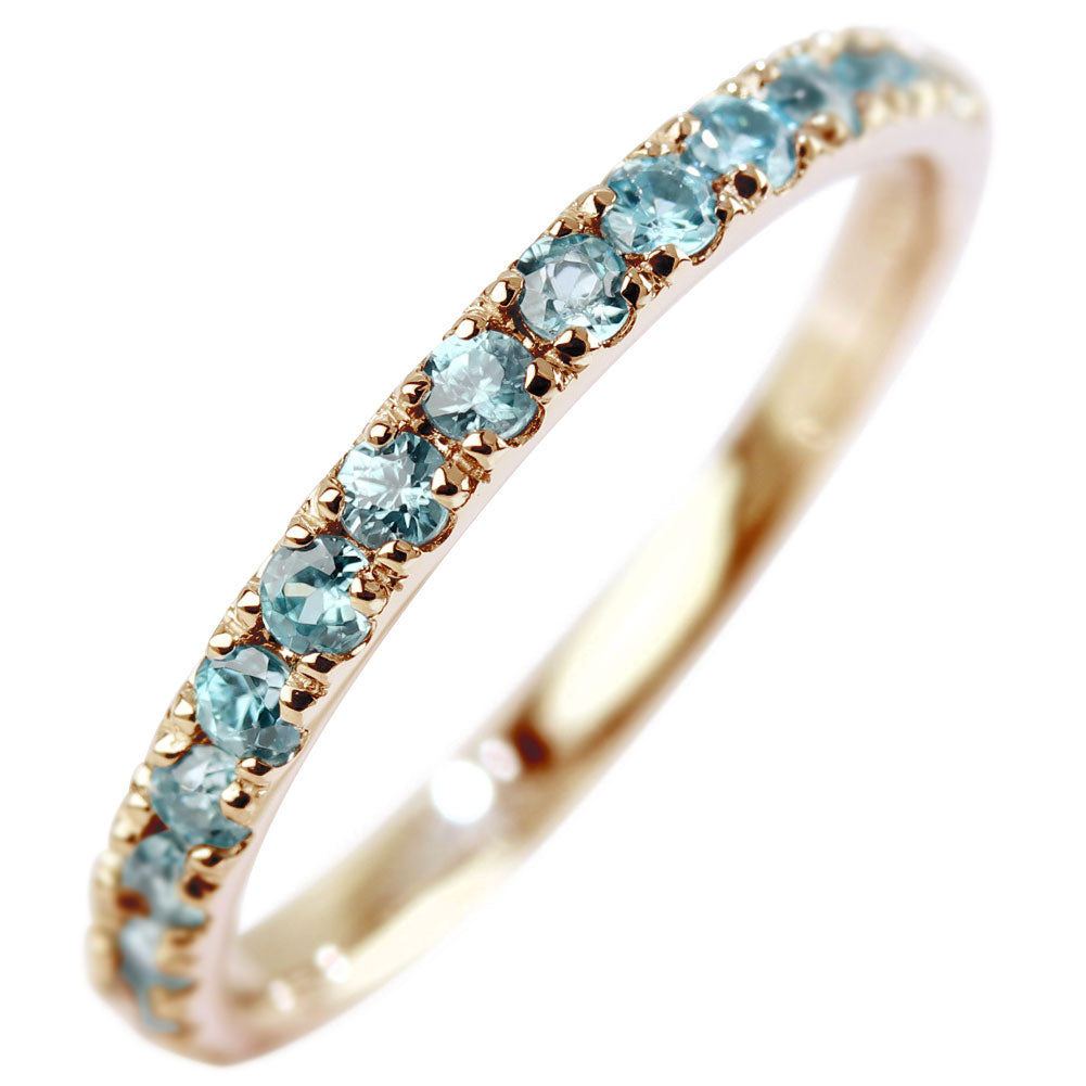 指輪 レディース ブルージルコン ハーフエタニティ 可愛いリング 大人女子 K18 K10 Pt900 エタニティ パーティー バースデー クリスマス プレゼント (品番 mpr-0256-bluezircon)