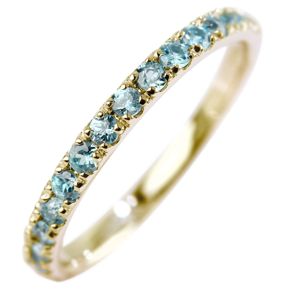 指輪 レディース ブルージルコン ハーフエタニティ 可愛いリング 大人女子 K18 K10 Pt900 エタニティ パーティー バースデー クリスマス プレゼント (品番 mpr-0256-bluezircon)