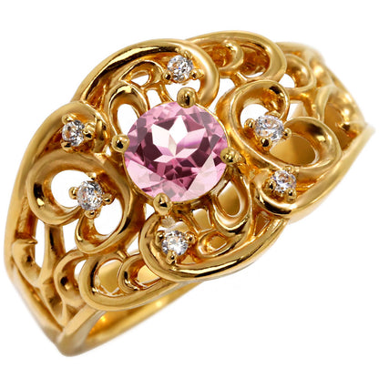 指輪 レディース K24 純金 リング 唐草 ゴールド 天然石 5mm アラベスク 選べる誕生石 24金 透かし 太め 幅広 高級 女性 大人 資産 エレガント 上品 (品番 mr-0011-k24)