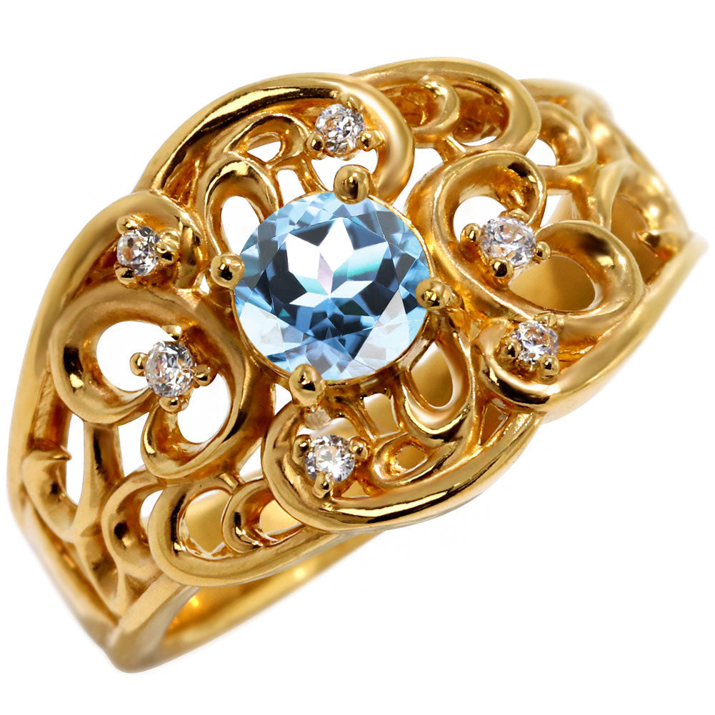 指輪 レディース K24 純金 リング 唐草 ゴールド 天然石 5mm アラベスク 選べる誕生石 24金 透かし 太め 幅広 高級 女性 大人 資産 エレガント 上品 (品番 mr-0011-k24)