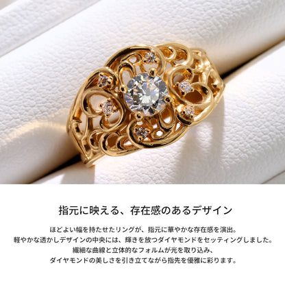 指輪 レディース K24 純金 リング 唐草 ゴールド 天然石 5mm アラベスク 選べる誕生石 24金 透かし 太め 幅広 高級 女性 大人 資産 エレガント 上品 (品番 mr-0011-k24)