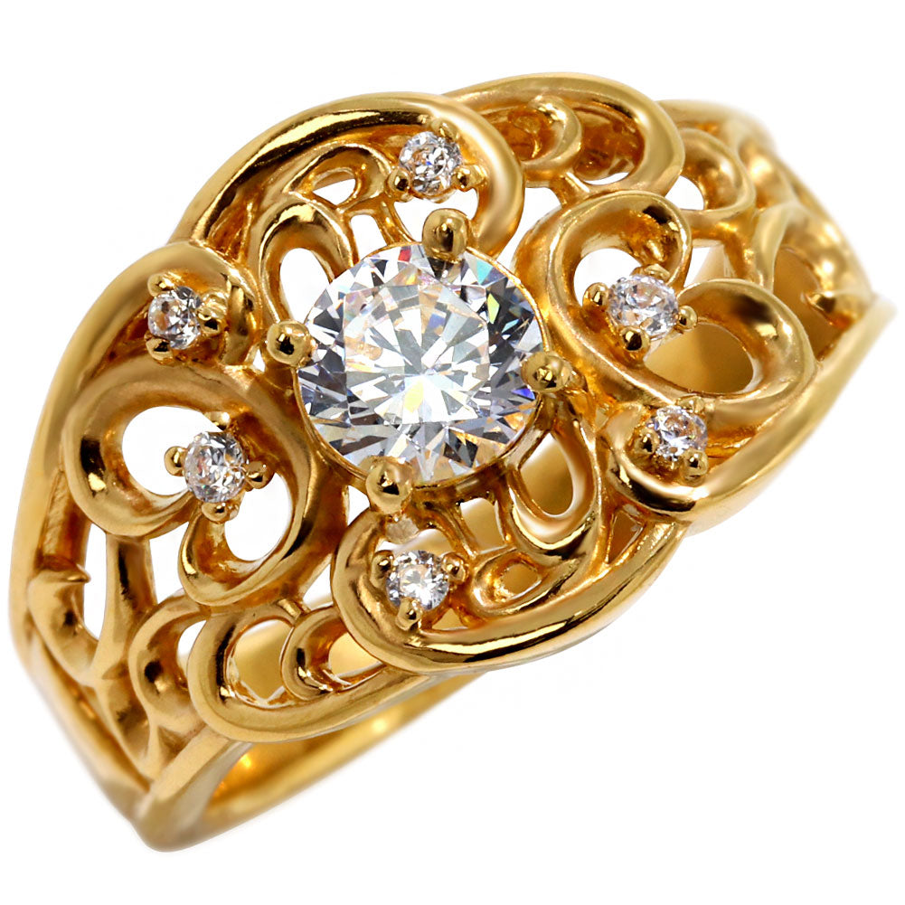 指輪 レディース K24 純金 リング 唐草 ゴールド 天然石 5mm アラベスク 選べる誕生石 24金 透かし 太め 幅広 高級 女性 大人 資産 エレガント 上品 (品番 mr-0011-k24)