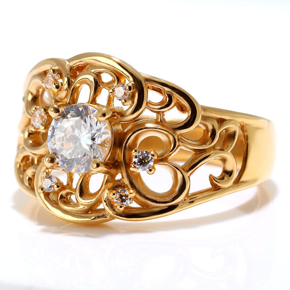 指輪 レディース K24 純金 リング 唐草 ゴールド 天然石 5mm アラベスク 選べる誕生石 24金 透かし 太め 幅広 高級 女性 大人 資産 エレガント 上品 (品番 mr-0011-k24)