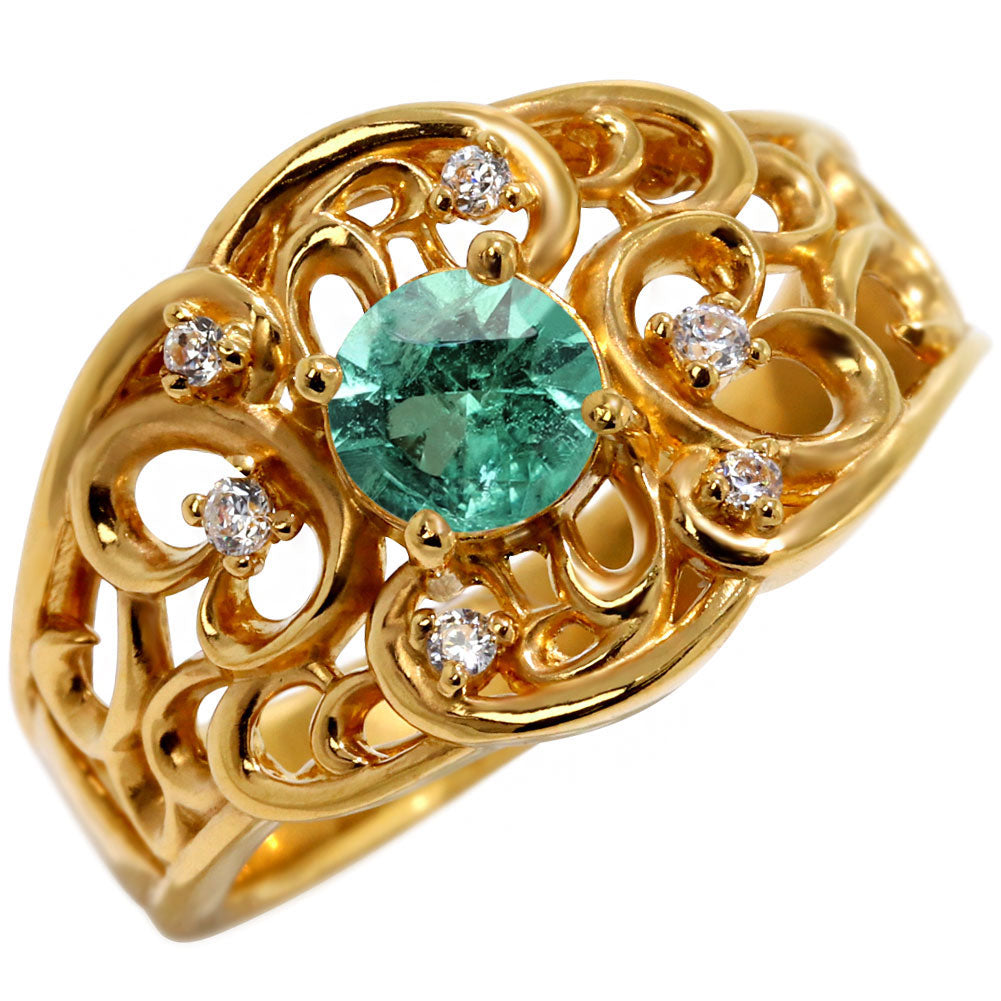 指輪 レディース K24 純金 リング 唐草 ゴールド 天然石 5mm アラベスク 選べる誕生石 24金 透かし 太め 幅広 高級 女性 大人 資産 エレガント 上品 (品番 mr-0011-k24)