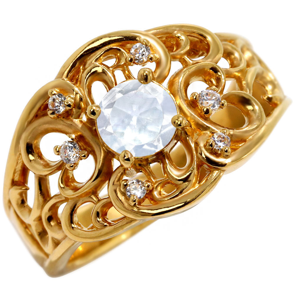 指輪 レディース K24 純金 リング 唐草 ゴールド 天然石 5mm アラベスク 選べる誕生石 24金 透かし 太め 幅広 高級 女性 大人 資産 エレガント 上品 (品番 mr-0011-k24)