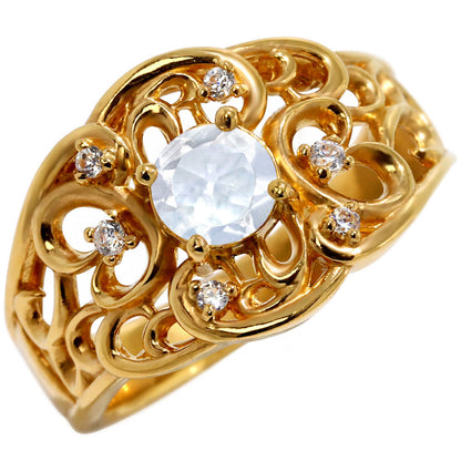 指輪 レディース K24 純金 リング 唐草 ゴールド 天然石 5mm アラベスク 選べる誕生石 24金 透かし 太め 幅広 高級 女性 大人 資産 エレガント 上品 (品番 mr-0011-k24)