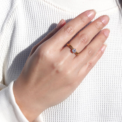 純金 リング レディース 5mm 一粒リング 24金 ゴールド 指輪 シンプル スリーライン K24 誕生石 選べる 一粒 地金 24k 上品 エレガント 資産 母の日 (品番 mr-0069-k24)