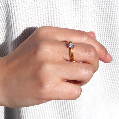 純金 リング レディース 5mm 一粒リング 24金 ゴールド 指輪 シンプル スリーライン K24 誕生石 選べる 一粒 地金 24k 上品 エレガント 資産 母の日 (品番 mr-0069-k24)