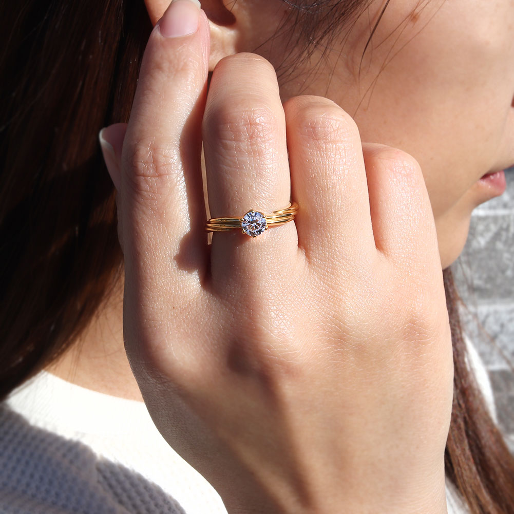 純金 リング レディース 5mm 一粒リング 24金 ゴールド 指輪 シンプル スリーライン K24 誕生石 選べる 一粒 地金 24k 上品 エレガント 資産 母の日 (品番 mr-0069-k24)