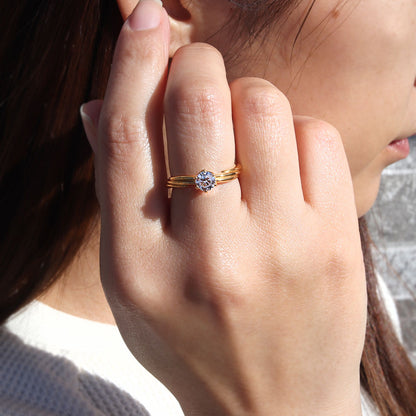 純金 リング レディース 5mm 一粒リング 24金 ゴールド 指輪 シンプル スリーライン K24 誕生石 選べる 一粒 地金 24k 上品 エレガント 資産 母の日 (品番 mr-0069-k24)