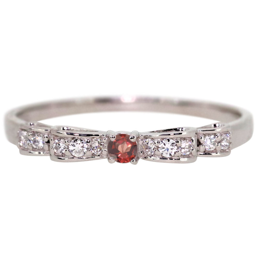 ハーフエタニティ リボン 指輪 可愛い レディース リング 誕生石 ピンキー 10金 18金 プラチナ シルバー りぼん 人気 誕生日 プレゼント (品番 mr-0093)