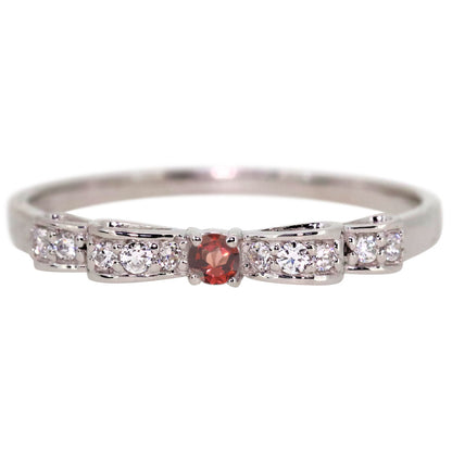 ハーフエタニティ リボン 指輪 可愛い レディース リング 誕生石 ピンキー 10金 18金 プラチナ シルバー りぼん 人気 誕生日 プレゼント (品番 mr-0093)