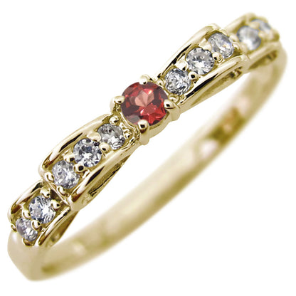 ハーフエタニティ リボン 指輪 可愛い レディース リング 誕生石 ピンキー 10金 18金 プラチナ シルバー りぼん 人気 誕生日 プレゼント (品番 mr-0093)