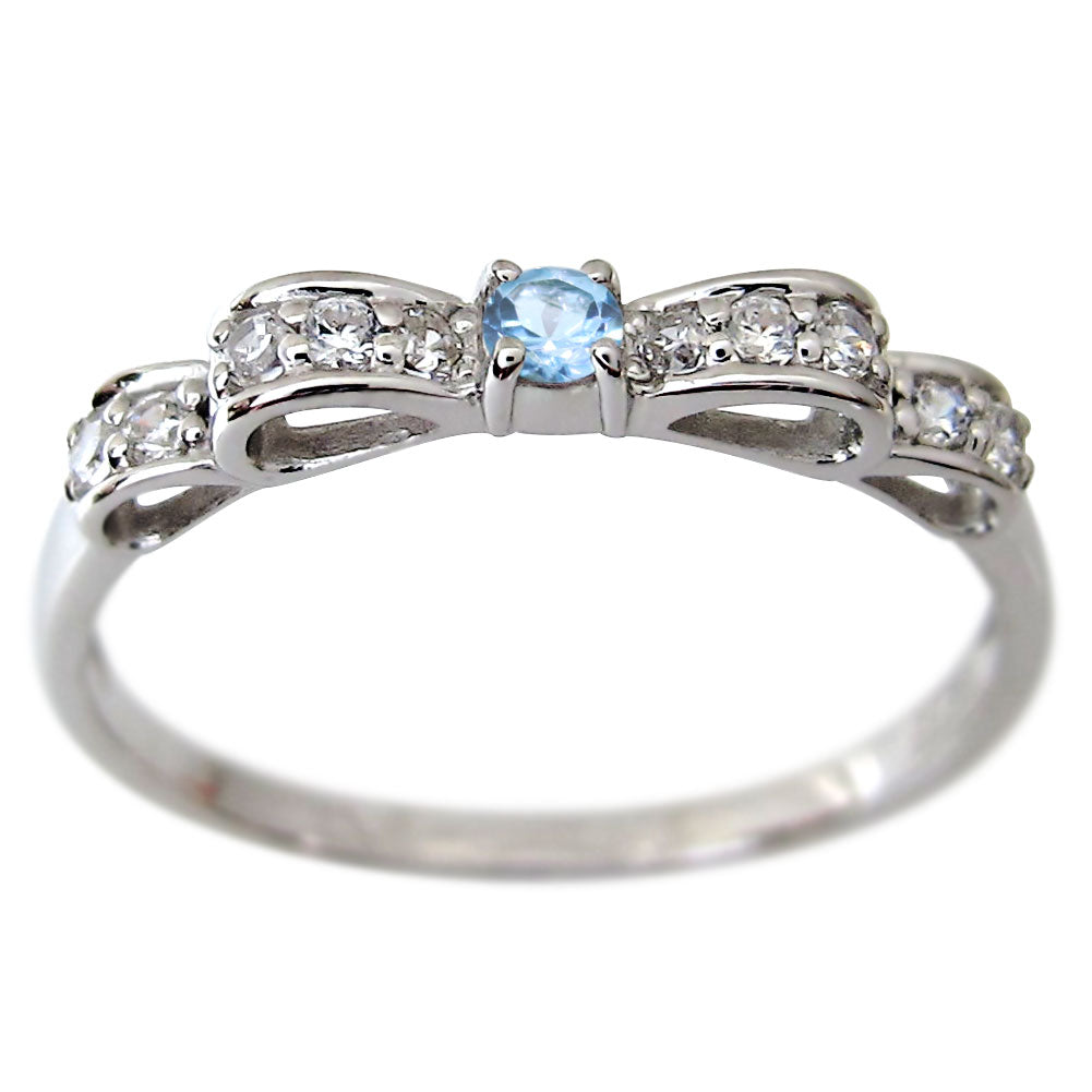 ハーフエタニティ リボン 指輪 可愛い レディース リング 誕生石 ピンキー 10金 18金 プラチナ シルバー りぼん 人気 誕生日 プレゼント (品番 mr-0093)