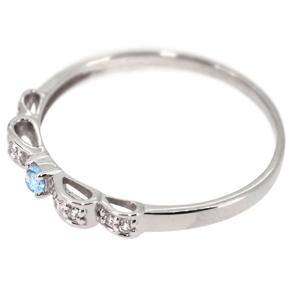 ハーフエタニティ リボン 指輪 可愛い レディース リング 誕生石 ピンキー 10金 18金 プラチナ りぼん 人気 誕生日 プレゼント (品番 mr-0093)