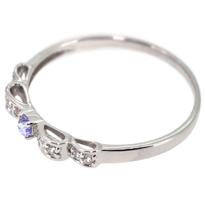 ハーフエタニティ リボン 指輪 可愛い レディース リング 誕生石 ピンキー 10金 18金 プラチナ シルバー りぼん 人気 誕生日 プレゼント (品番 mr-0093)