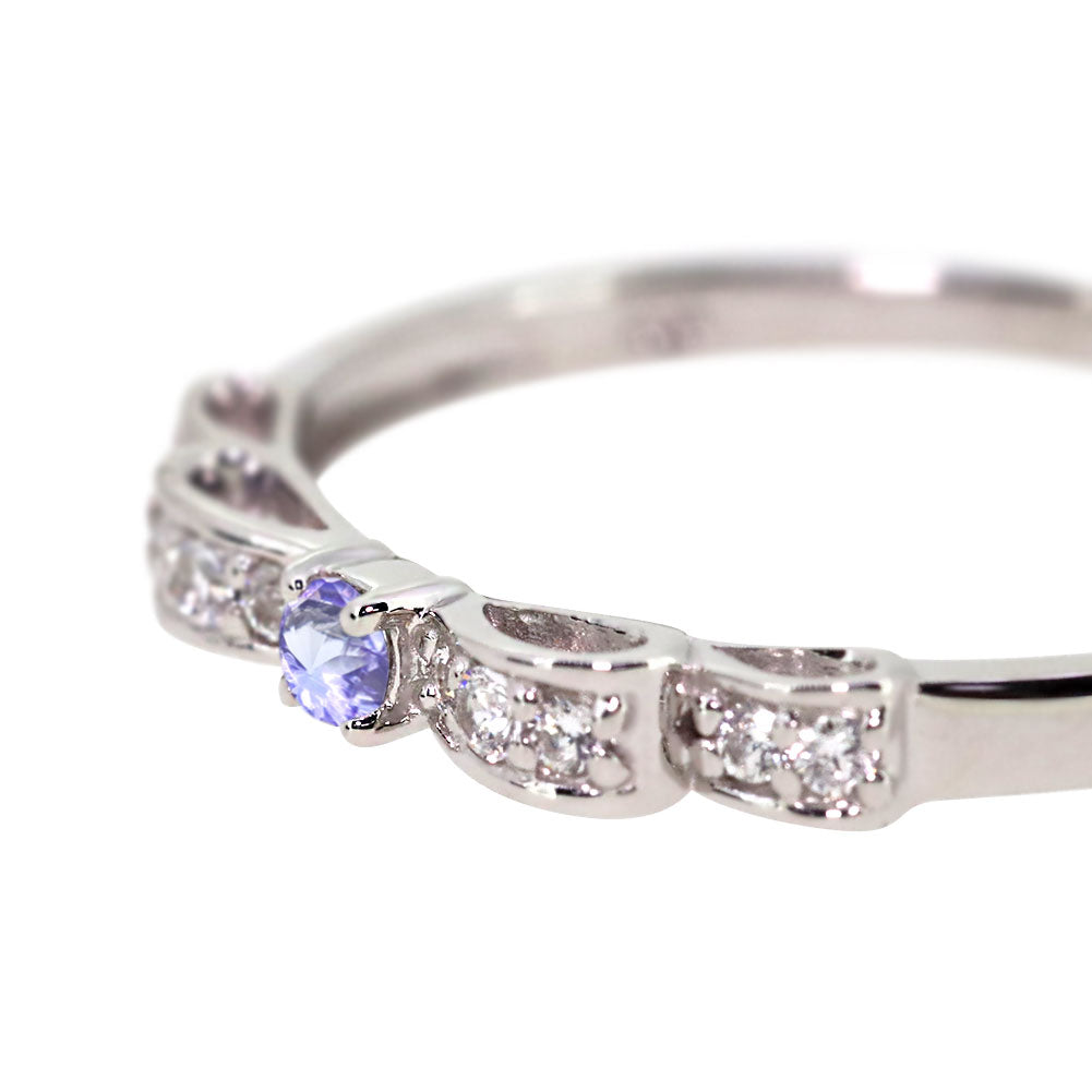 ハーフエタニティ リボン 指輪 可愛い レディース リング 誕生石 ピンキー 10金 18金 プラチナ りぼん 人気 誕生日 プレゼント (品番 mr-0093)