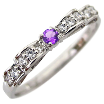 リボン リング シルバー ハーフエタニティ 可愛い レディース 指輪 ピンキー りぼん 人気 シルバーアクセサリー シンプル 華奢 (品番 mr-0093-sv)