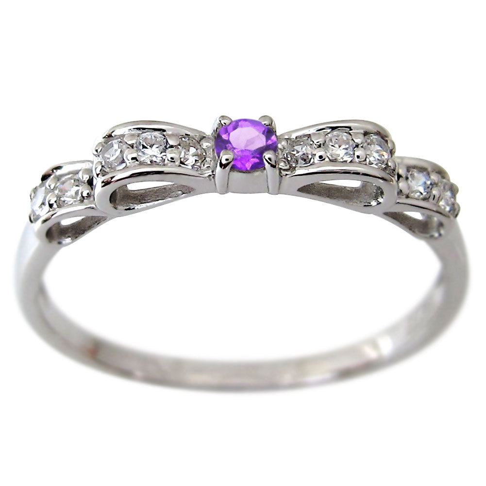 ハーフエタニティ リボン 指輪 可愛い レディース リング 誕生石 ピンキー 10金 18金 プラチナ りぼん 人気 誕生日 プレゼント (品番 mr-0093)