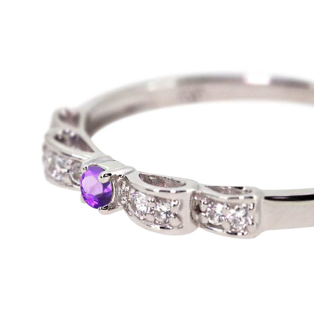 ハーフエタニティ リボン 指輪 可愛い レディース リング 誕生石 ピンキー 10金 18金 プラチナ シルバー りぼん 人気 誕生日 プレゼント (品番 mr-0093)