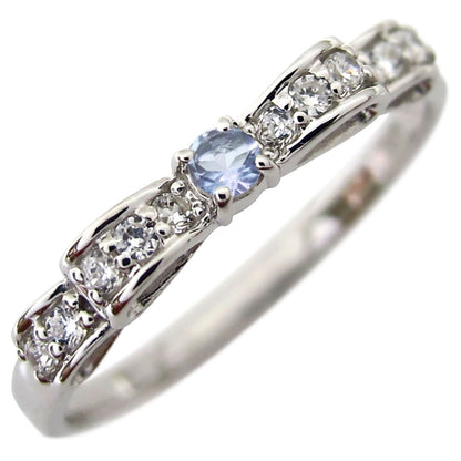 ハーフエタニティ リボン 指輪 可愛い レディース リング 誕生石 ピンキー 10金 18金 プラチナ シルバー りぼん 人気 誕生日 プレゼント (品番 mr-0093)