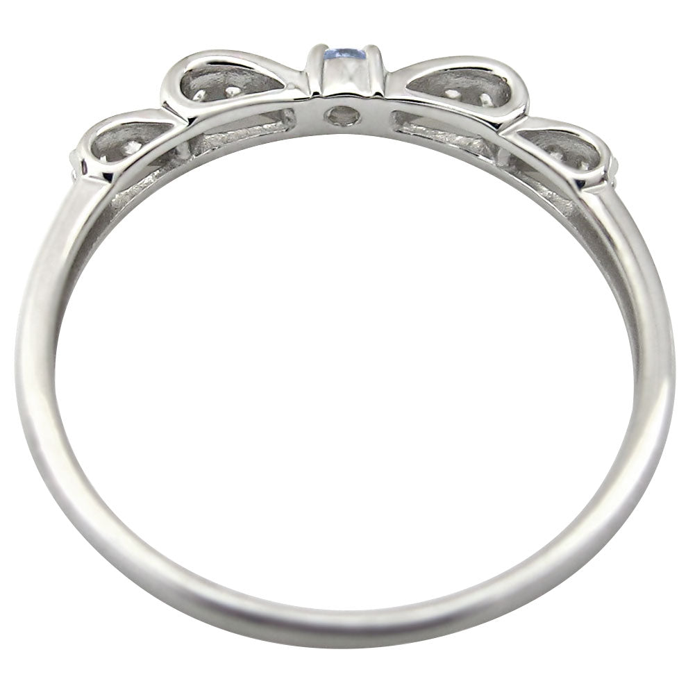 ハーフエタニティ リボン 指輪 可愛い レディース リング 誕生石 ピンキー 10金 18金 プラチナ シルバー りぼん 人気 誕生日 プレゼント (品番 mr-0093)