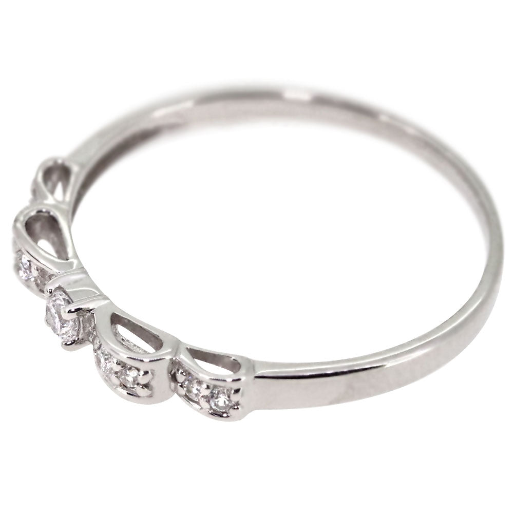 リボン リング シルバー ハーフエタニティ 可愛い レディース 指輪 ピンキー りぼん 人気 シルバーアクセサリー シンプル 華奢 (品番 mr-0093-sv)