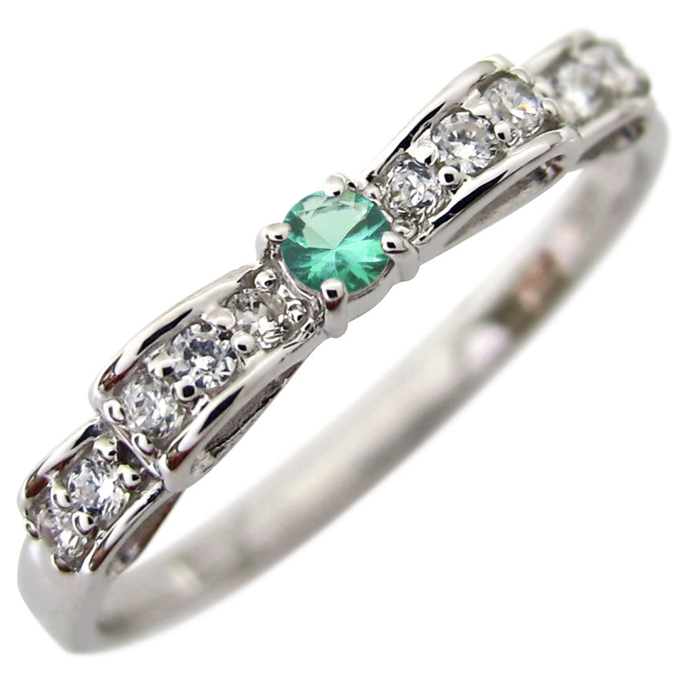 リボン リング シルバー ハーフエタニティ 可愛い レディース 指輪 ピンキー りぼん 人気 シルバーアクセサリー シンプル 華奢 (品番 mr-0093-sv)