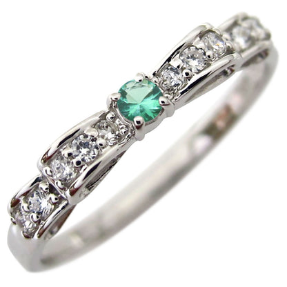 リボン リング シルバー ハーフエタニティ 可愛い レディース 指輪 ピンキー りぼん 人気 シルバーアクセサリー シンプル 華奢 (品番 mr-0093-sv)