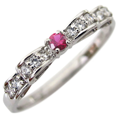 ハーフエタニティ リボン 指輪 可愛い レディース リング 誕生石 ピンキー 10金 18金 プラチナ シルバー りぼん 人気 誕生日 プレゼント (品番 mr-0093)