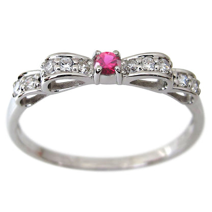 リボン リング シルバー ハーフエタニティ 可愛い レディース 指輪 ピンキー りぼん 人気 シルバーアクセサリー シンプル 華奢 (品番 mr-0093-sv)