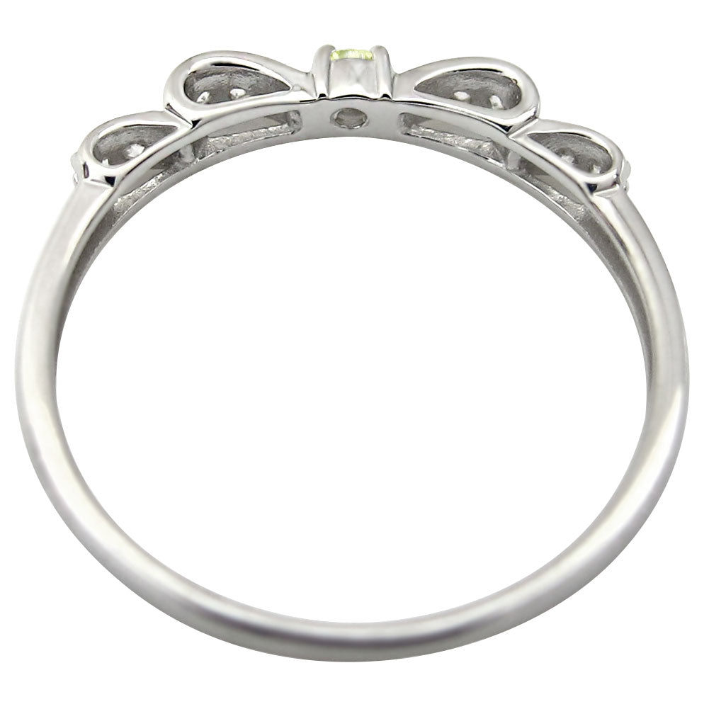 リボン リング シルバー ハーフエタニティ 可愛い レディース 指輪 ピンキー りぼん 人気 シルバーアクセサリー シンプル 華奢 (品番 mr-0093-sv)