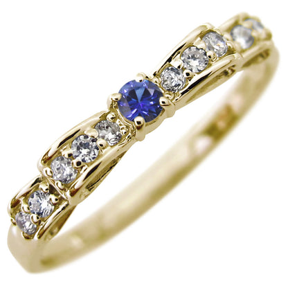 ハーフエタニティ リボン 指輪 可愛い レディース リング 誕生石 ピンキー 10金 18金 プラチナ シルバー りぼん 人気 誕生日 プレゼント (品番 mr-0093)