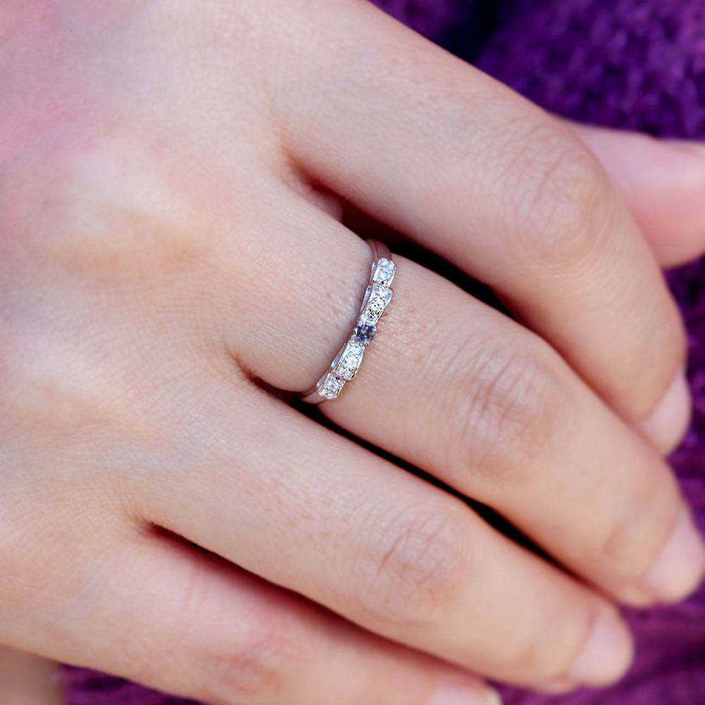 プラチナ ベニトアイト 指輪 リボン リング ピンキー レディース 希少