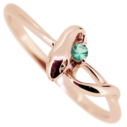 蛇 リング レディース K10 K18 Pt900 SV925 へび 指輪 ピンキーリング ヘビ 一粒 誕生石 天然石 スネーク ファランジリング ひねり 選べる誕生石 (品番 mr-0109)