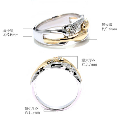 蛇 指輪 メンズ リング スネーク 幅広 コンビリング Pt900/K18 コンビ SV925/K10 ヘビ かっこいい 重厚感 メンズジュエリー 父の日 (品番 mr-0117-4)