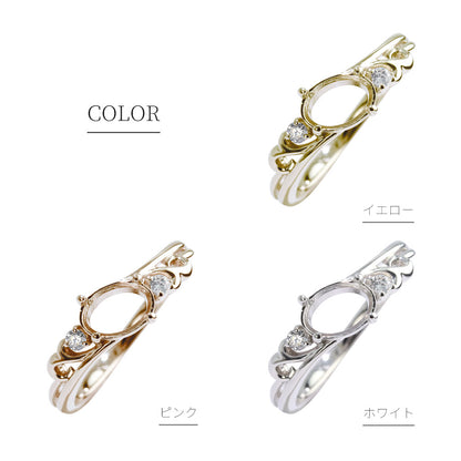 ジュエリー カスタム 指輪 空枠 5mm×7mm オーバル 唐草 上品 レディース リング アラベスク 大粒 Pt900 K18 K10 SV925 セミオーダー (品番 mr-0143-kw)