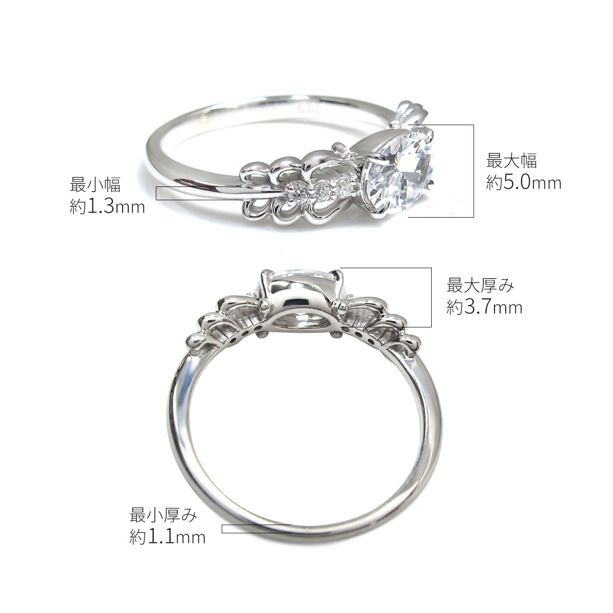 セミオーダー リング 空枠 オーバル 5×7mm リボン風 指輪 SV925 K10 K18 Pt900 レディース リボンライン 曲線 普段使い 特別 エレガント ご褒美 (品番 mr-0151-kw)
