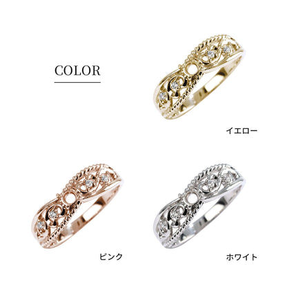 指輪 レディース シルバー925 唐草 リング 空枠 3mm 縄 ロープ 10金 18金 プラチナ アンティーク 女性 彼女 プレゼント ギフト リメイク 母の日 (品番 mr-0195-kw)