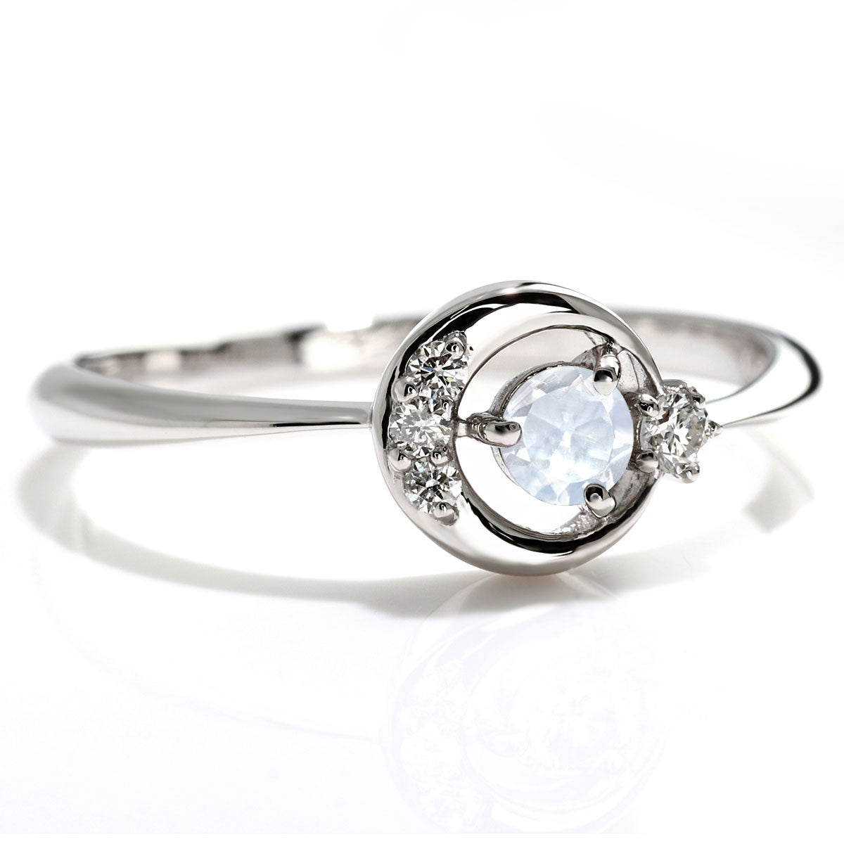 三日月 リング レディース 誕生石 指輪 10k 18k pt900 sv925 星 神秘的 夜空 星のきらめき 可愛い 人気 大人 普段使い オフィス おしゃれ (品番 mr-0211)
